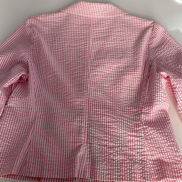 Izod Cropped Jacket, pink/white stripe, Size S/P - Picture 13 of 15
